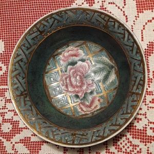 Vintage Oriental Decorative Medallion Rose Bowl